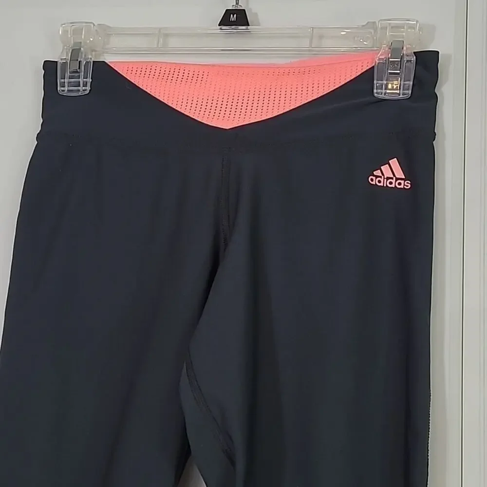 Adidas WMS S Capri Leggings Athletic Grey & Pink Climalite Running Yoga Gym